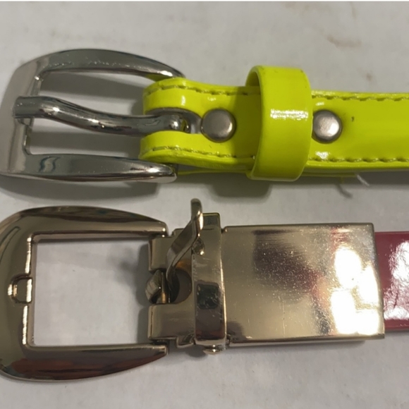 2 Skinny Belts Red & Yellow Size M/L - Picture 2 of 10